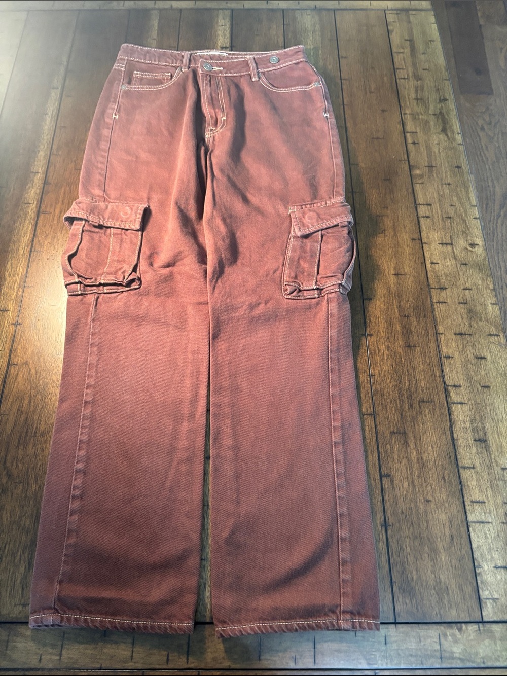 Hidden Jeans Chocolate Brown Contrast Stitch Denim Pants Size 25 High Rise